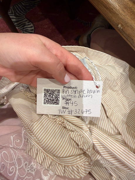 Pinstripe brown button down - tuv #32675