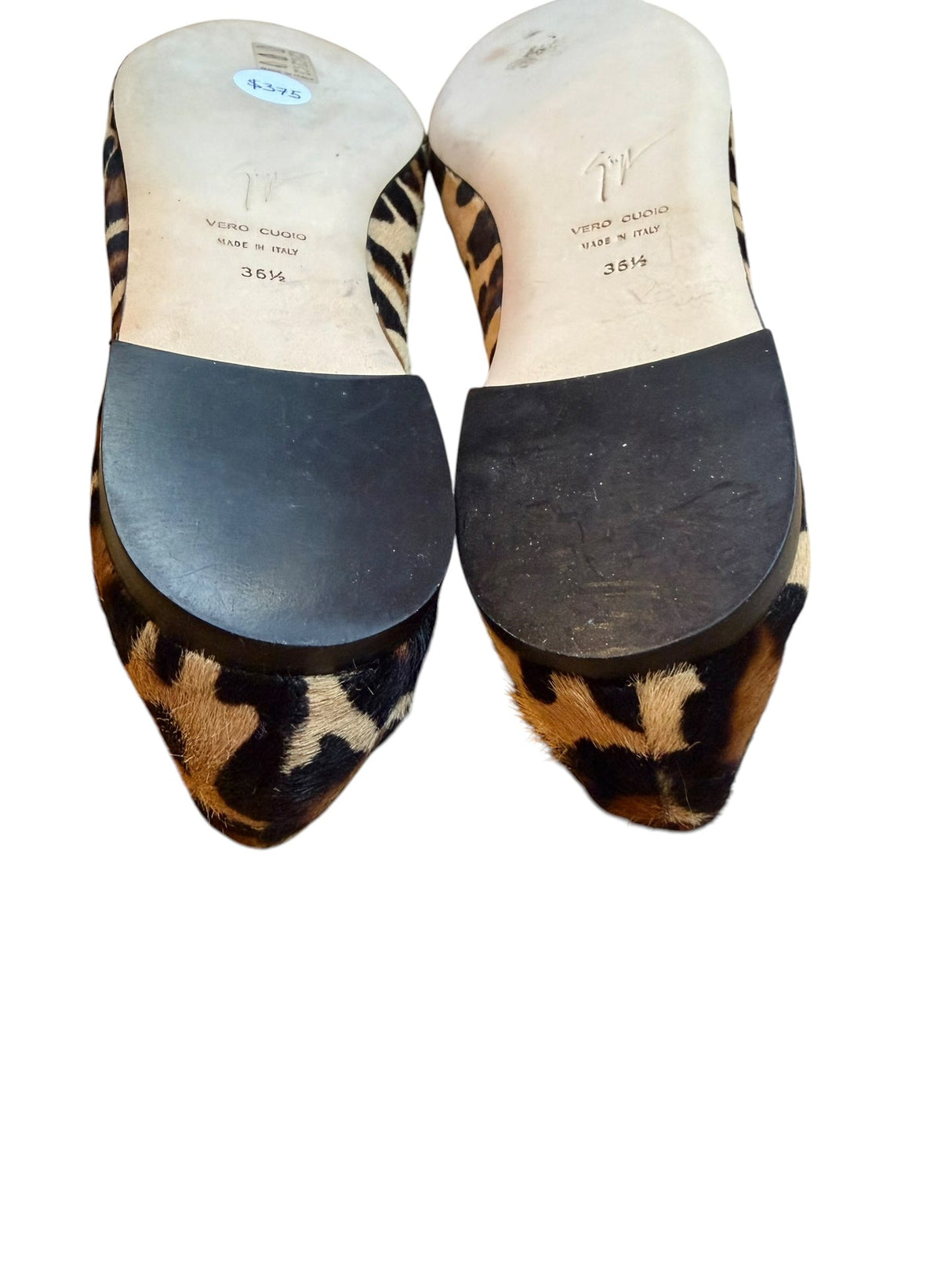 Giuseppe Zanotti ponyhair leopard ballet flats with skull detail (36.5)