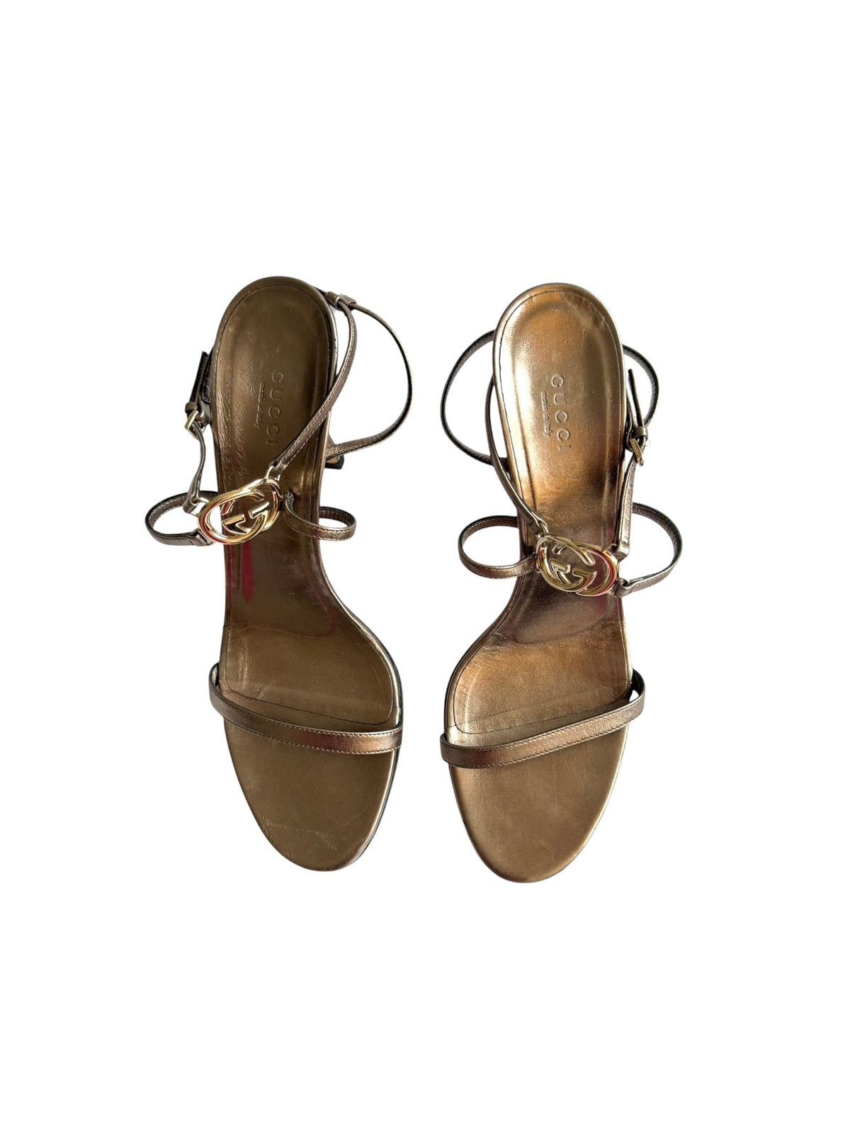 Gucci Tom Ford GG metallic grey ankle strap heels (9)