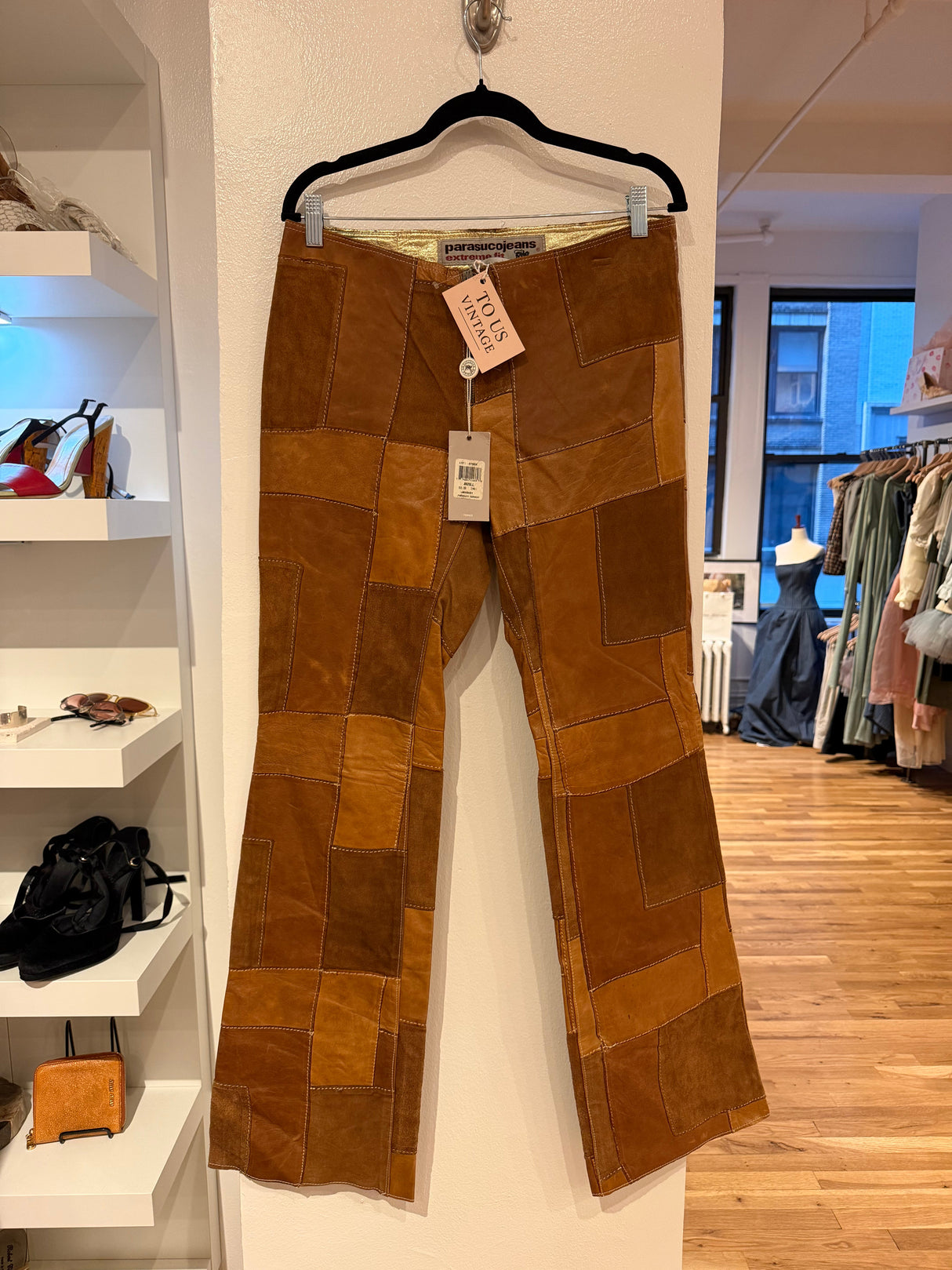 Y2K Parasuco 100% leather patch work pants - TUV #678910