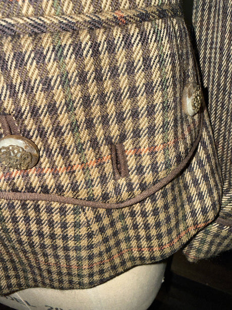 Moschino Size 8 Brown Plaid Equestrian Jacket