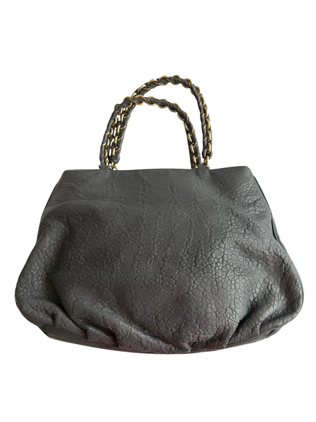 Fendi grey pebbled leather Mia tote bag
