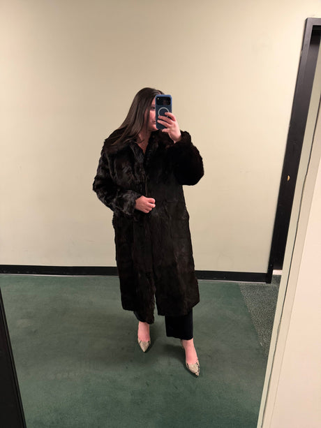 Full Length Chocolate Brown Rabbit Fur Coat