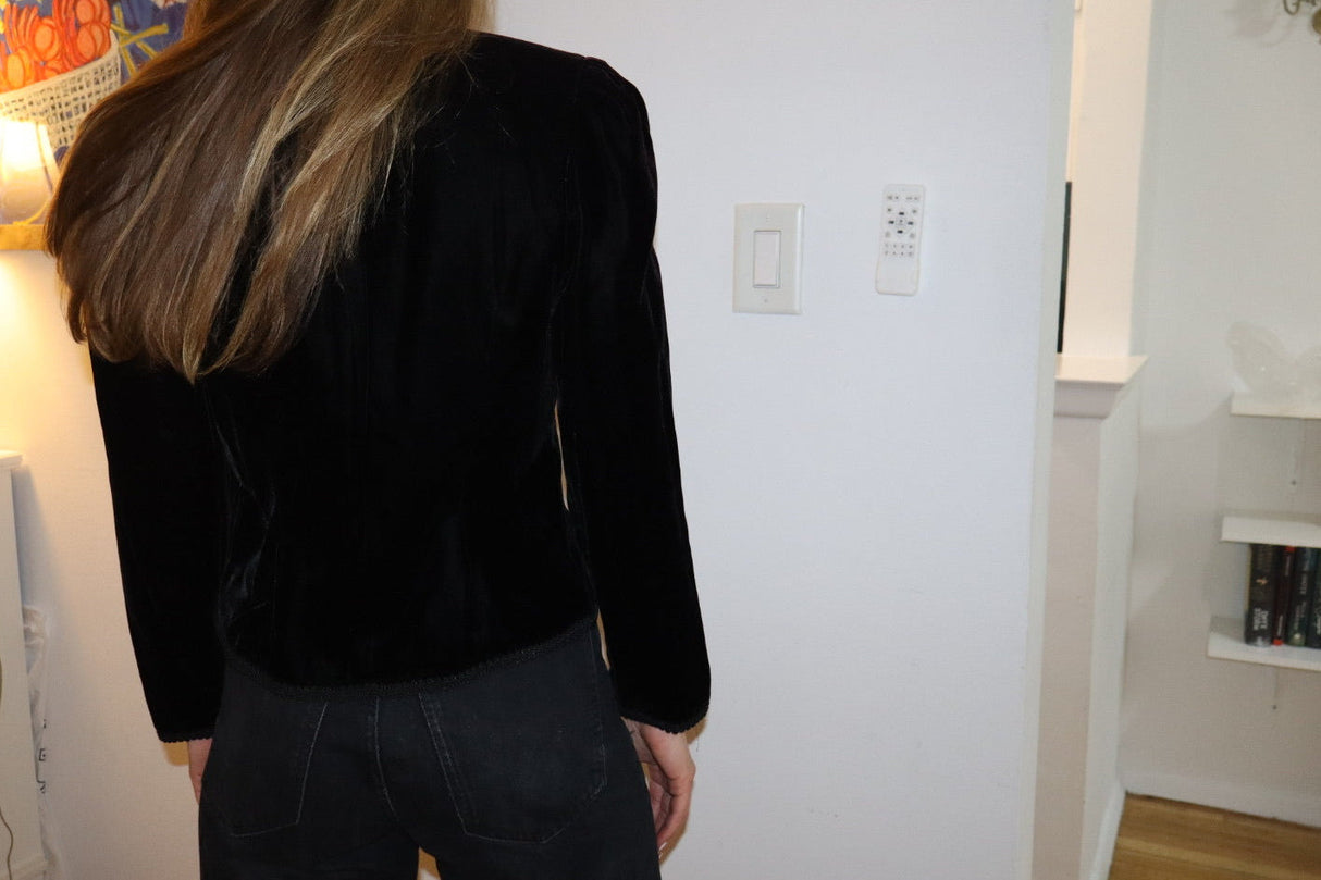 Rare antique velvet blazer with frog closures and braided detail size M