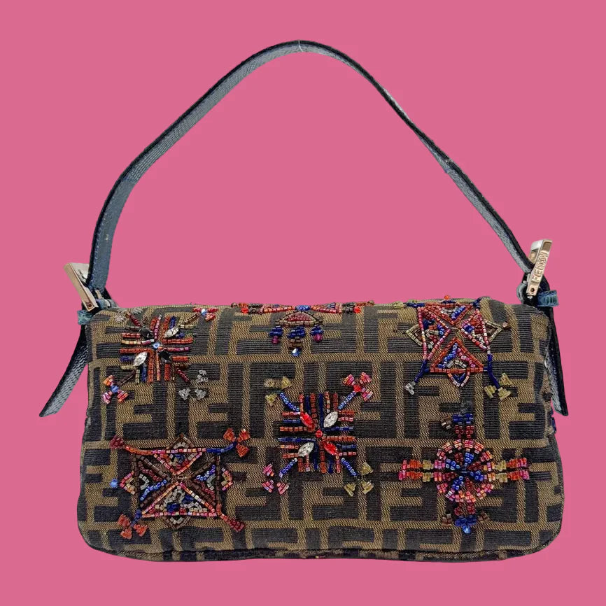 Fendi Baguette Embroidered Zucca Canvas