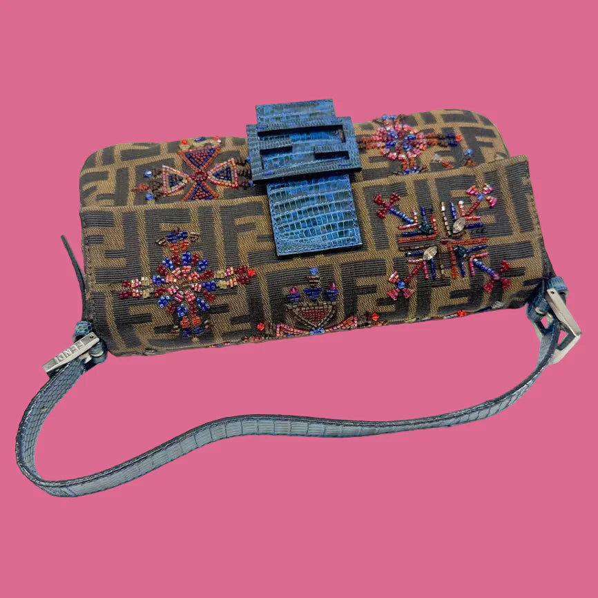 Fendi Baguette Embroidered Zucca Canvas