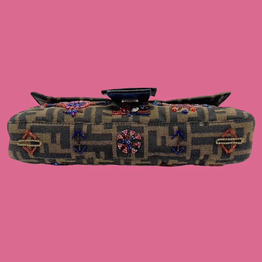 Fendi Baguette Embroidered Zucca Canvas