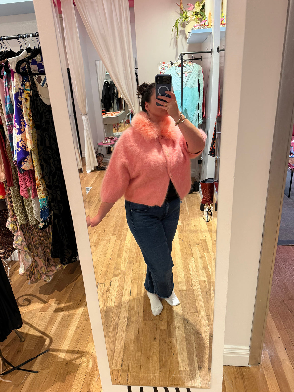 Pink sweater with fur