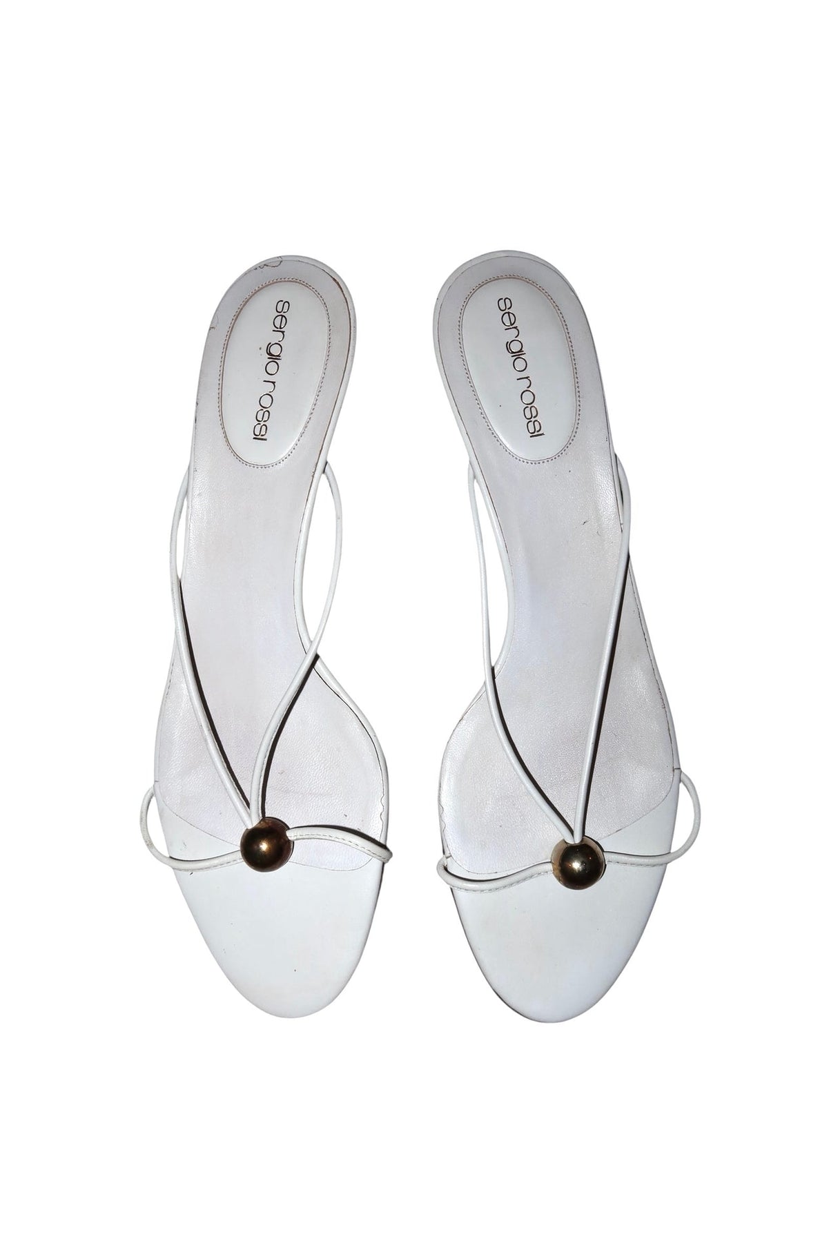 Sergio Rossi white sandals with gold ball details (40)