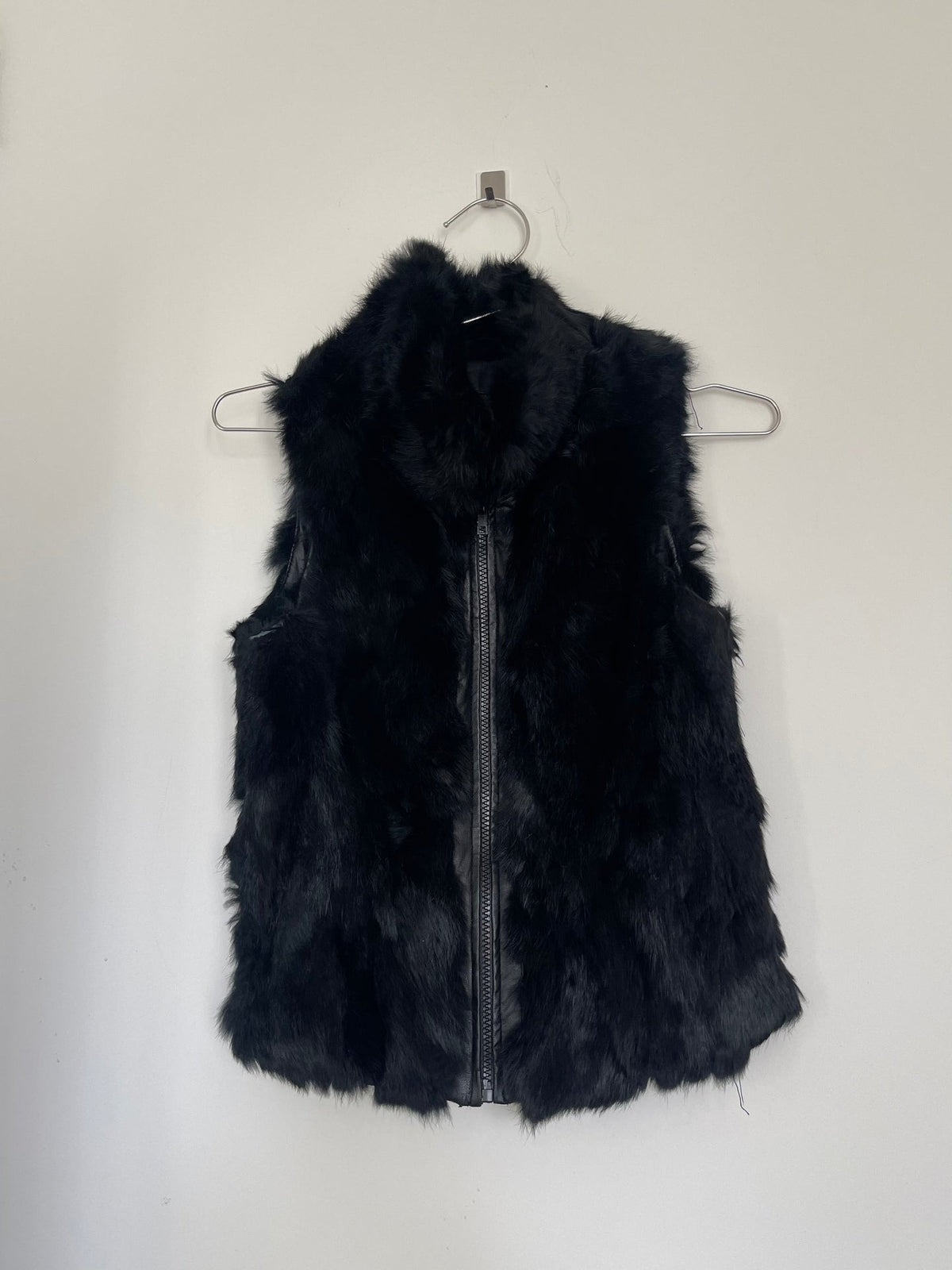 Black genuine rabbit fur vest