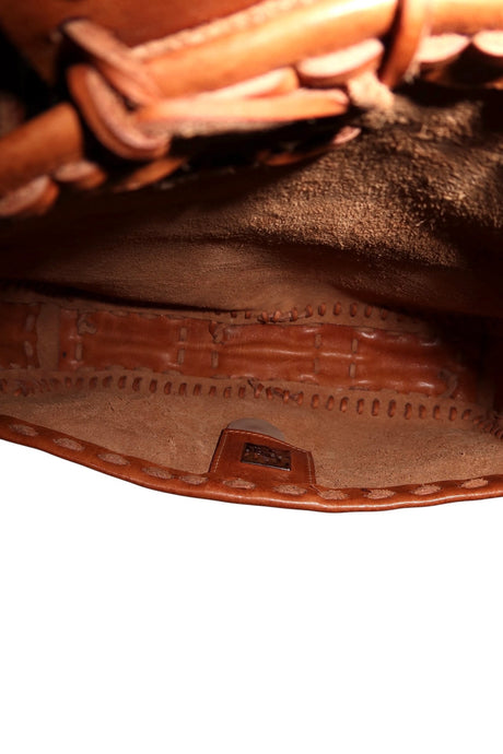Fendi baguette whipstich tan brown leather bag