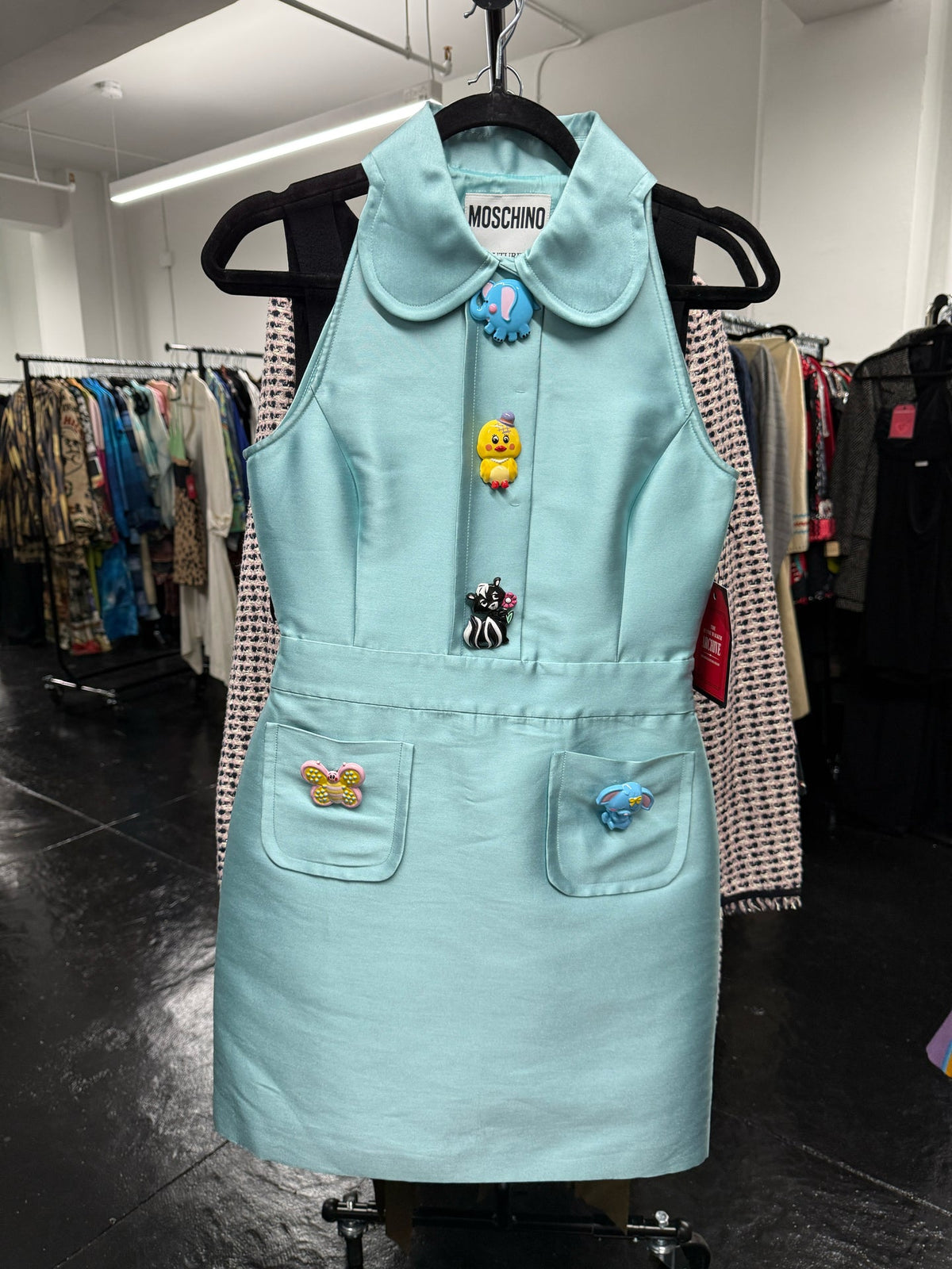 Moschino Size 9 Teal Blue Racer Back Dress