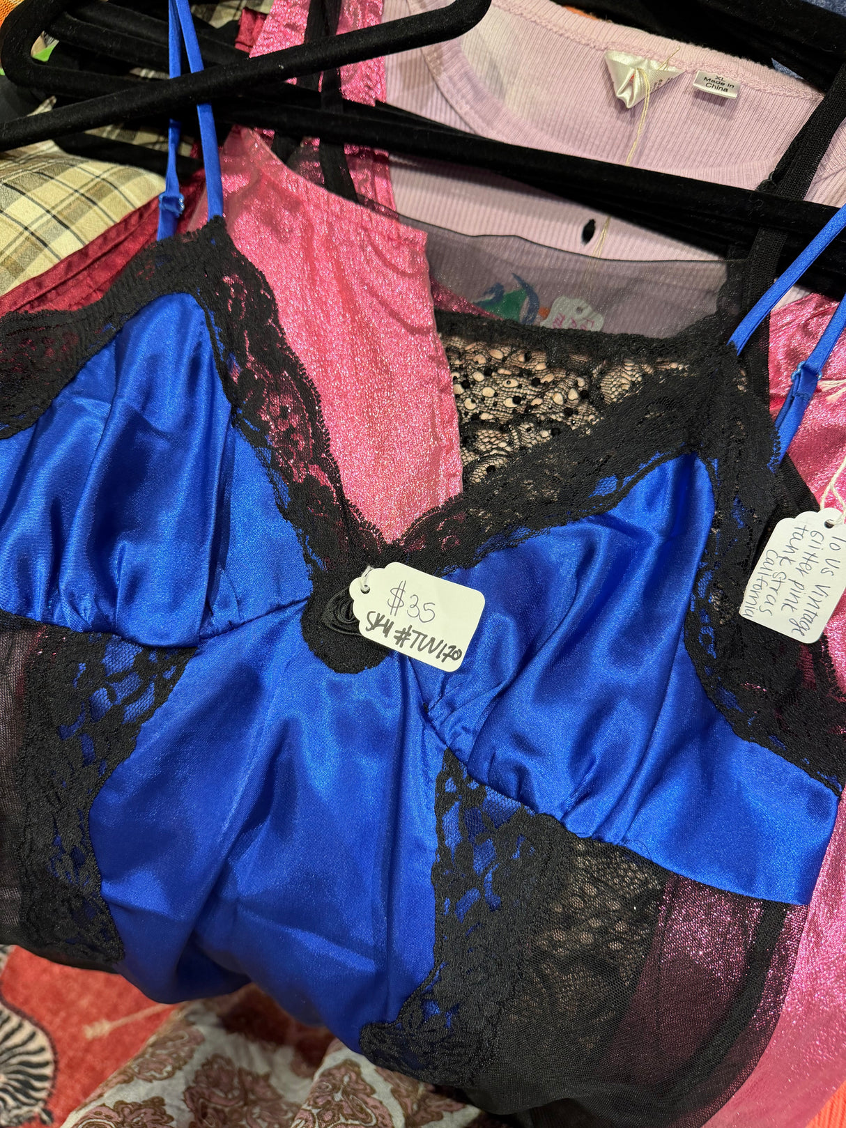 Fredericks of Hollywood blue lace tank - sku TUV #170