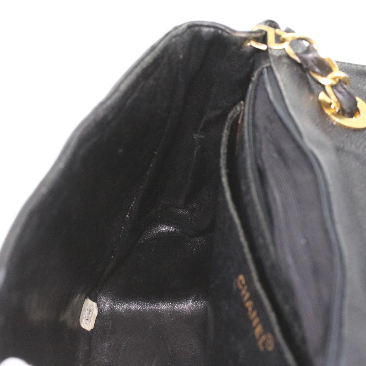 #53 Chanel Big Matelasse Turn Lock Shoulder Bag Caviar Skin Black