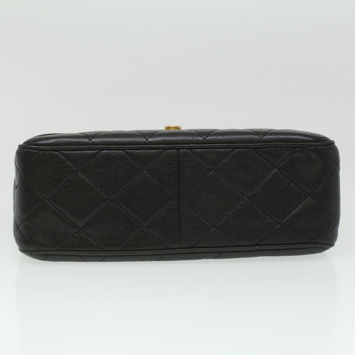 #53 Chanel Big Matelasse Turn Lock Shoulder Bag Caviar Skin Black