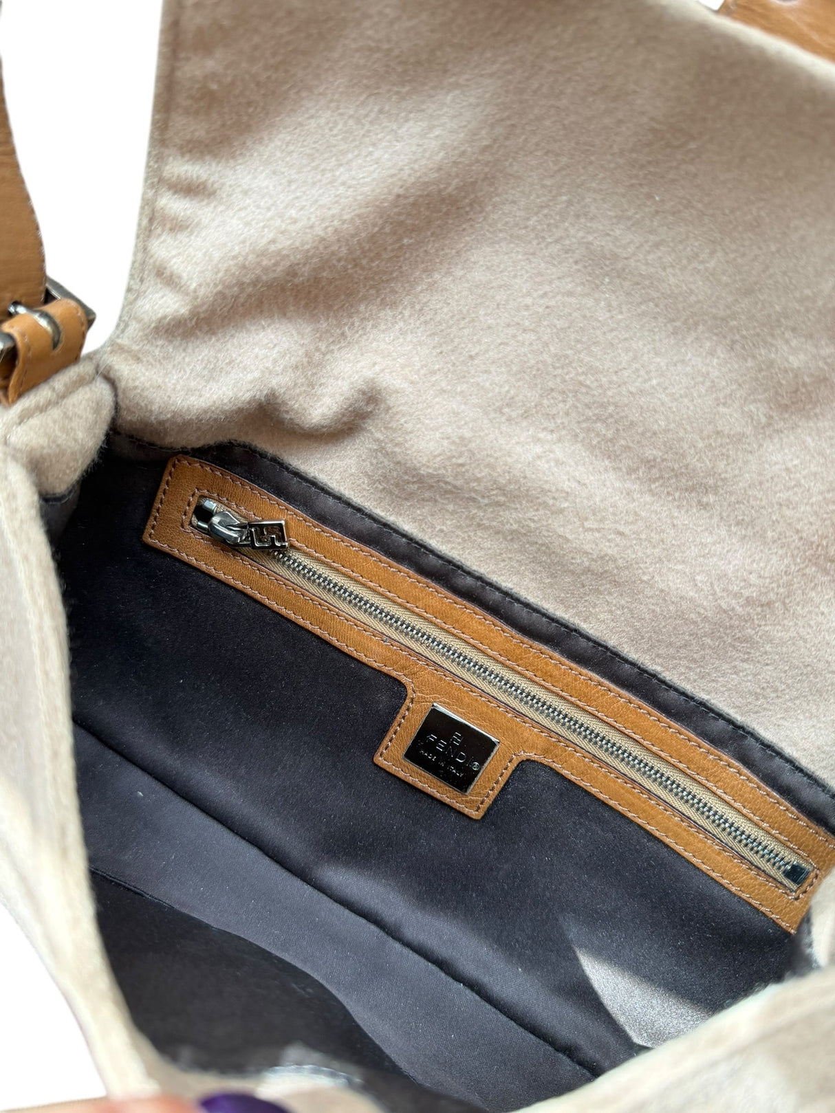 Fendi brown cashmere baguette bag