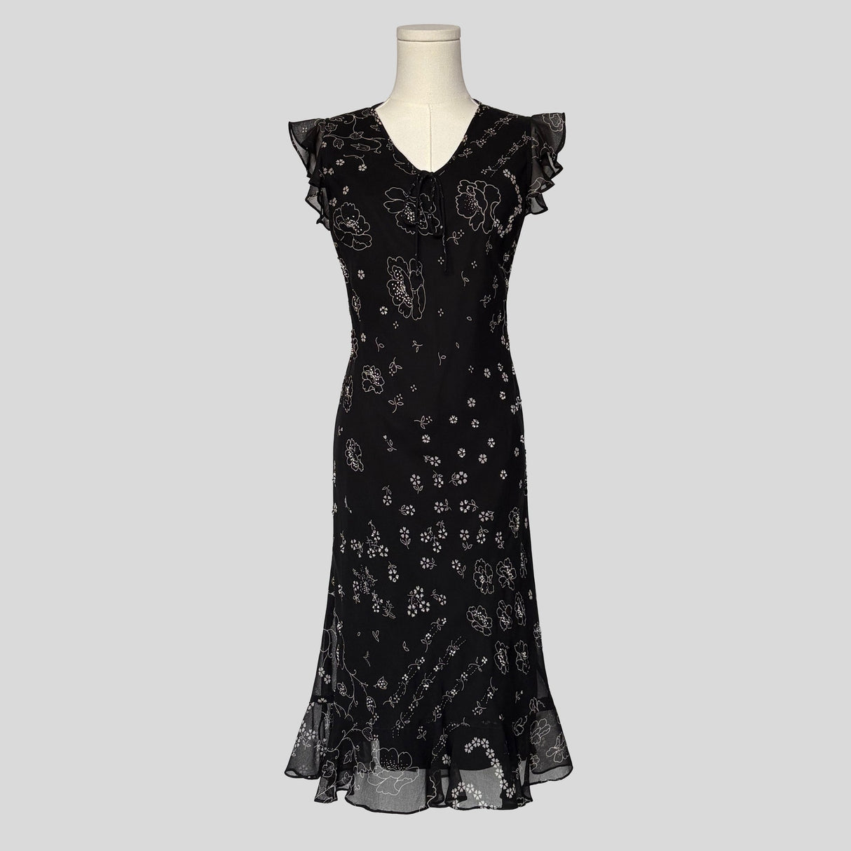 Floral ruffled knee length dress
