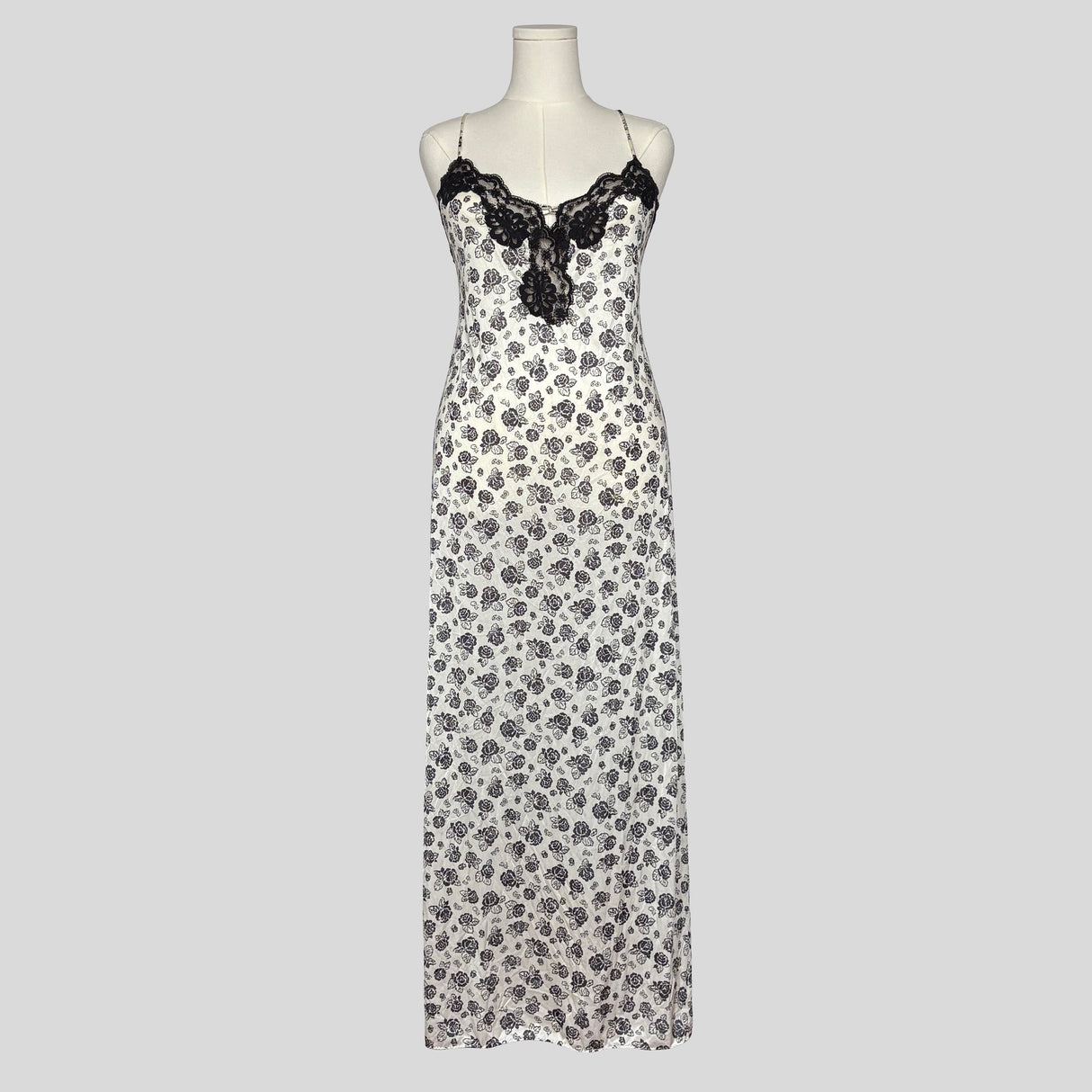 Floral lace trim gown