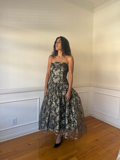 Saks Fifth Avenue Black and Gold Gown