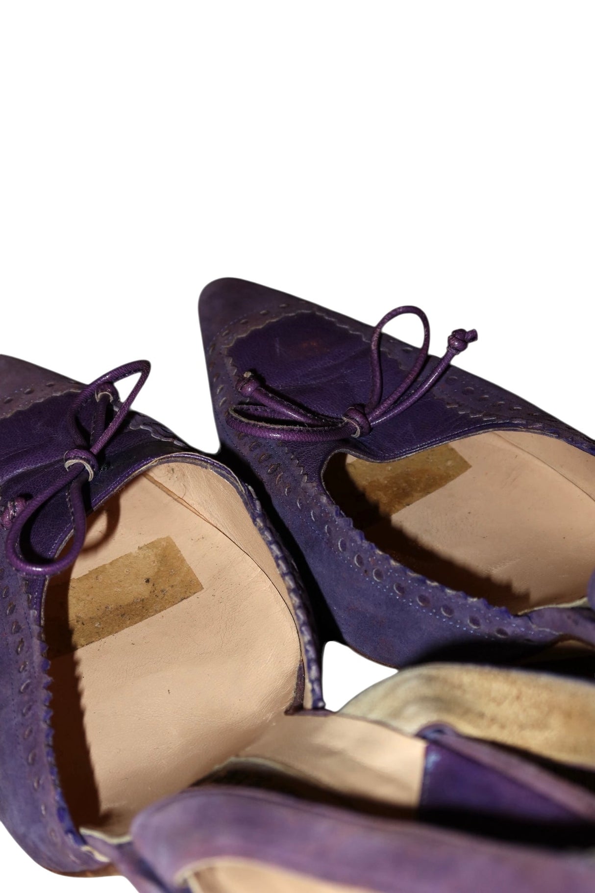 Manolo Blahnik purple suede and leather bow slingback heels (40)