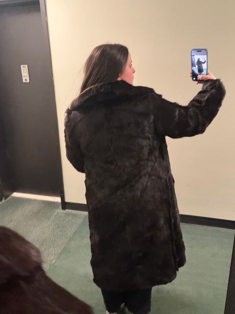 Full Length Chocolate Brown Rabbit Fur Coat