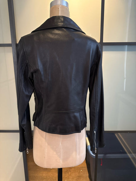 Moschino Black Size it 42 Leather Biker Moto Jacket