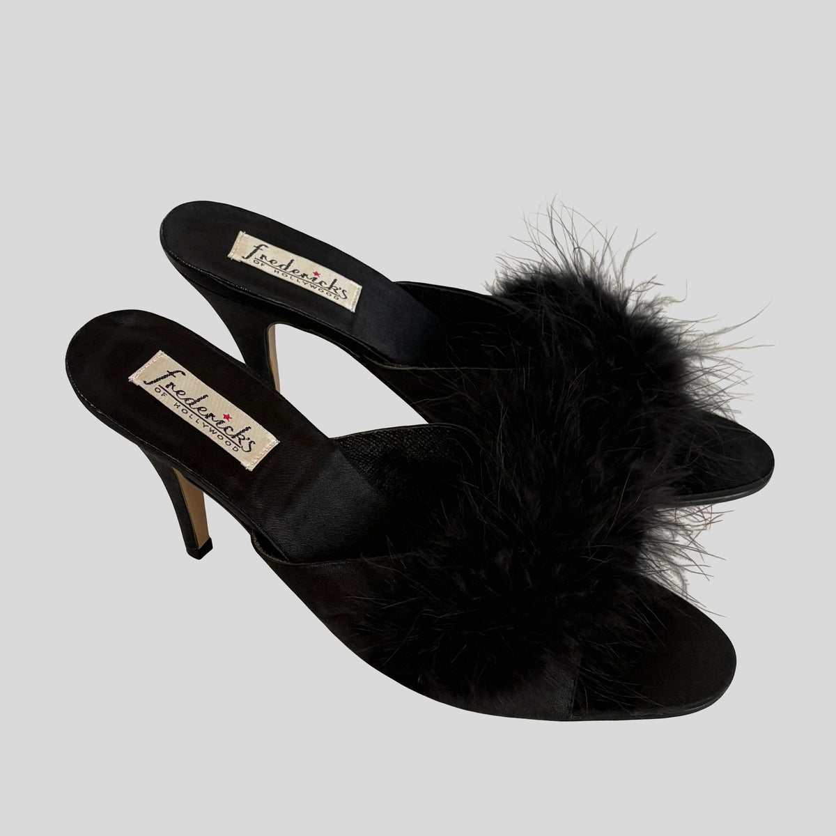 Marabou feather boa heels in black - size 9