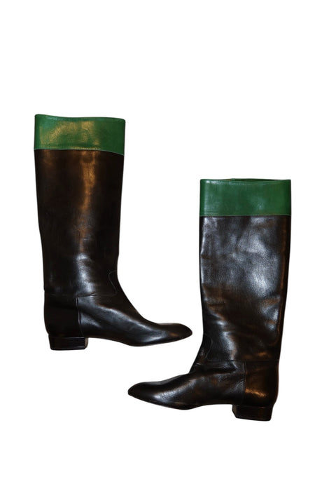 Escada black and green leather boots (36.5)