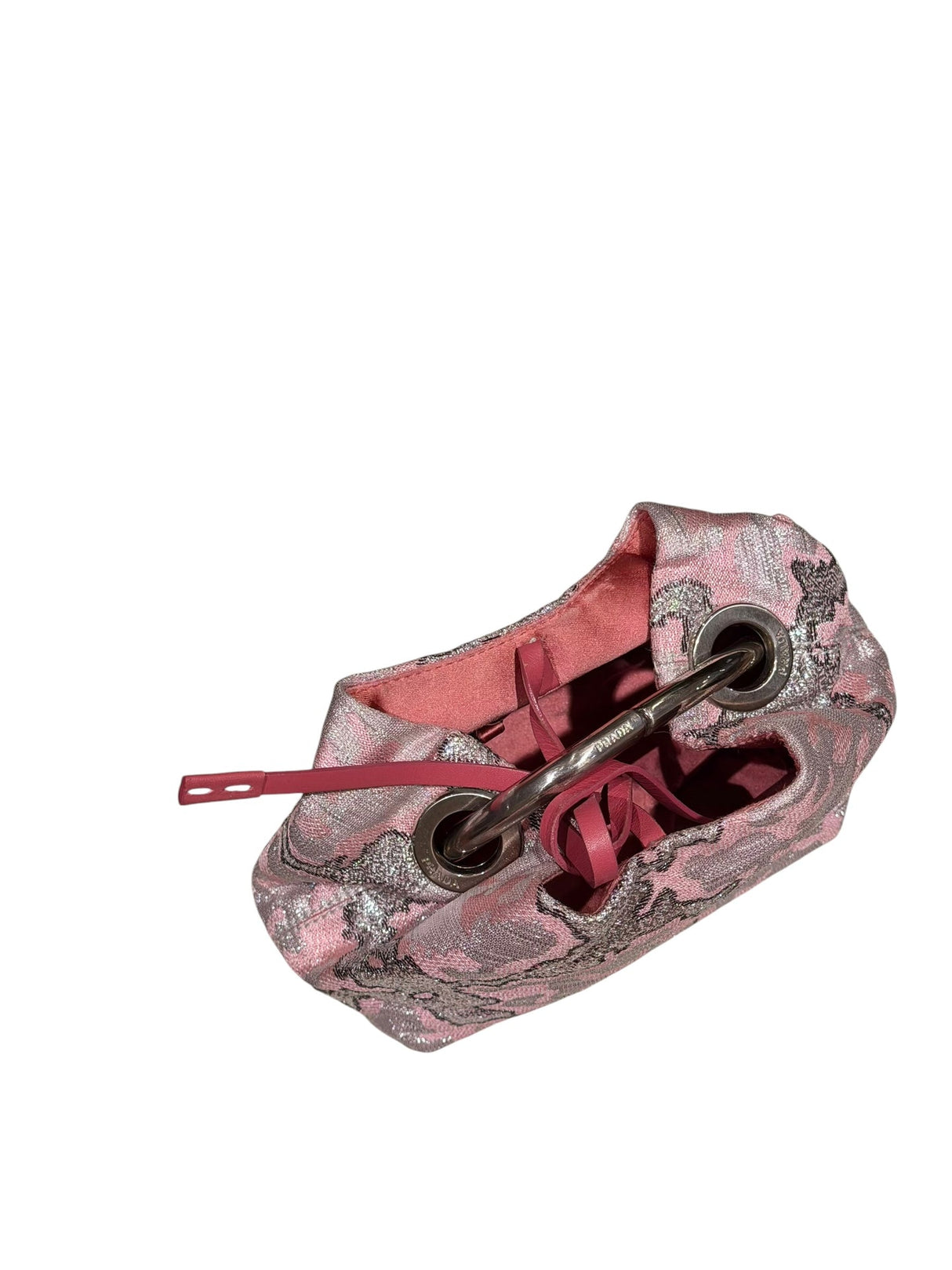 Prada pink brocade mini evening bag