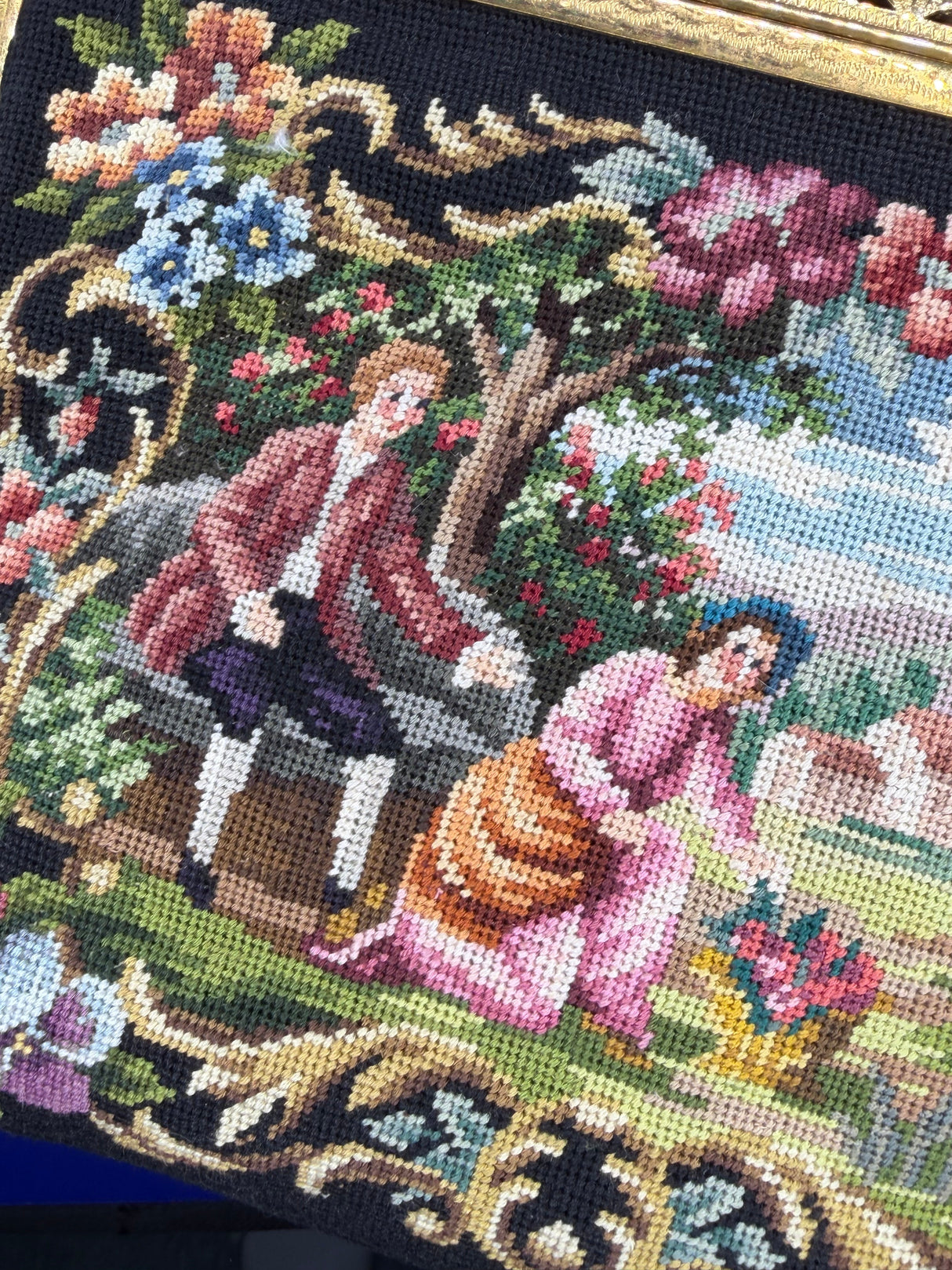Jolles Original Austrian Petit Point Evening Bag w/matching mini floral coin purse