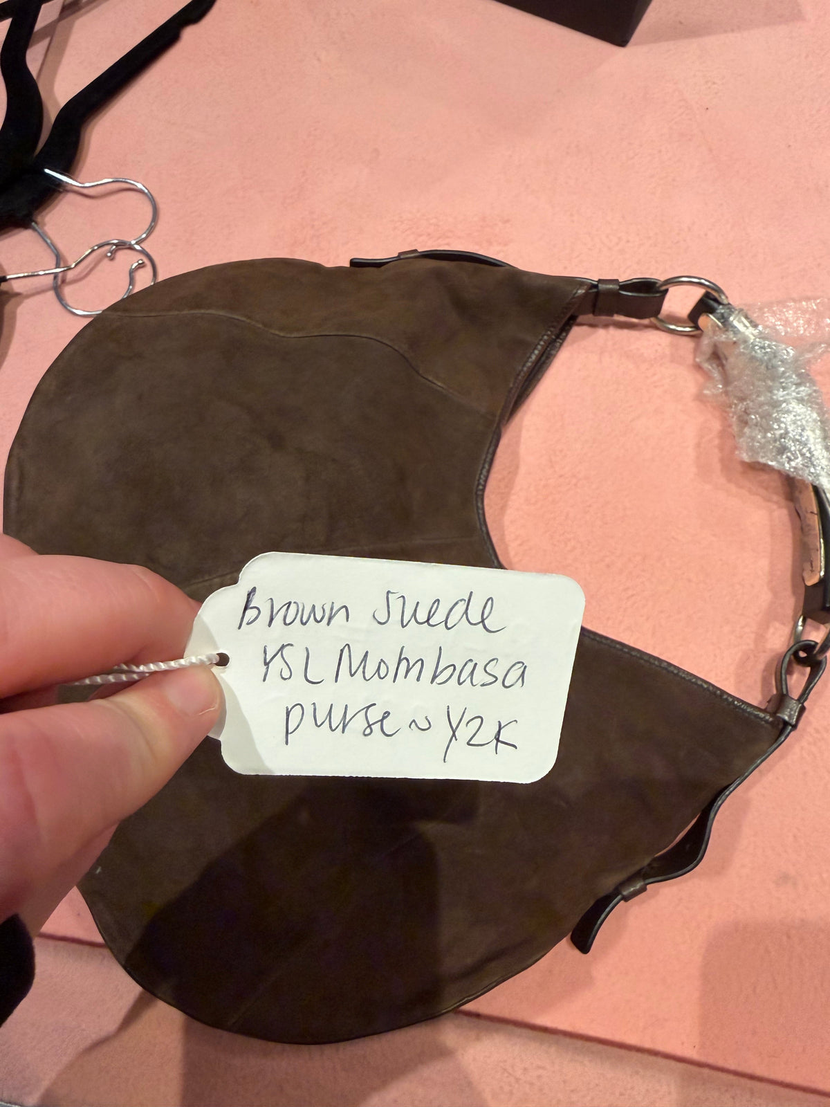 Brown Suede YSL Mombasa Purse - Y2K - TUV #321789