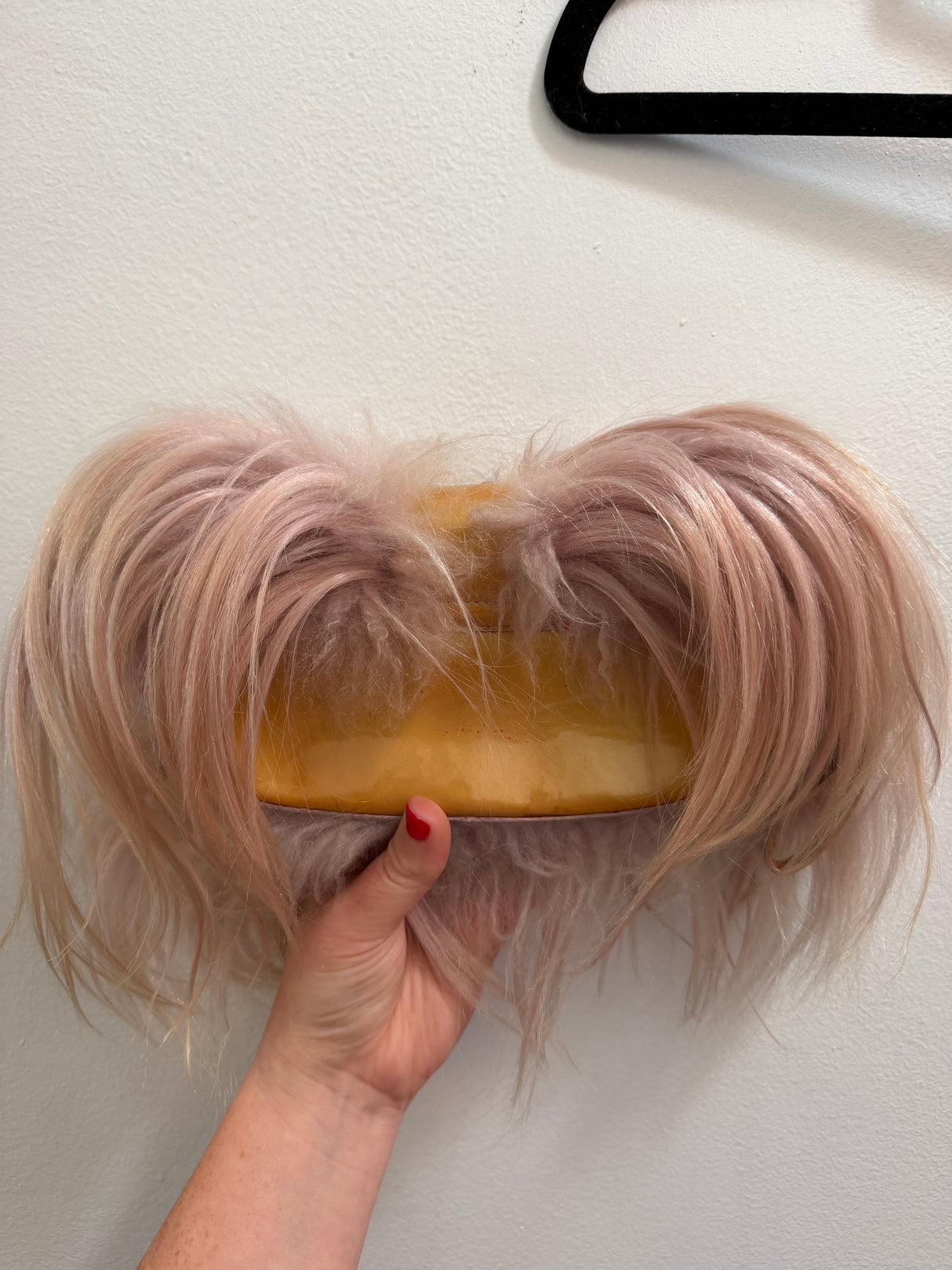 Rare Dior by John Galliano FW 2003 Pink Mongolian fur & Patent Leather Columbus Clutch - runway piece - TUV #88885