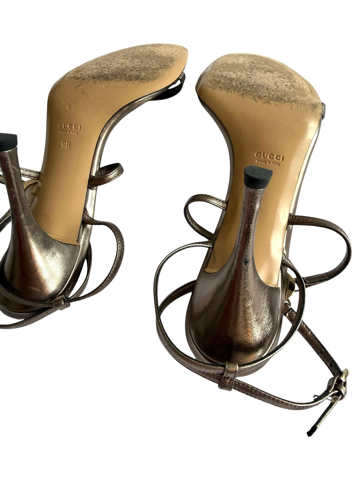 Gucci Tom Ford GG metallic grey ankle strap heels (9)