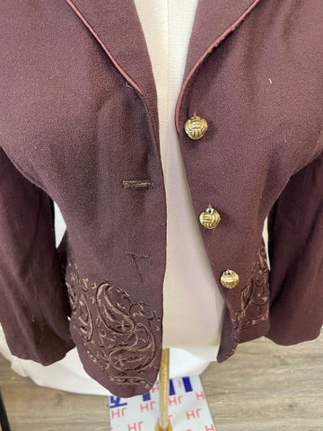 Vintage Caché Burgundy Embroidered Blazer