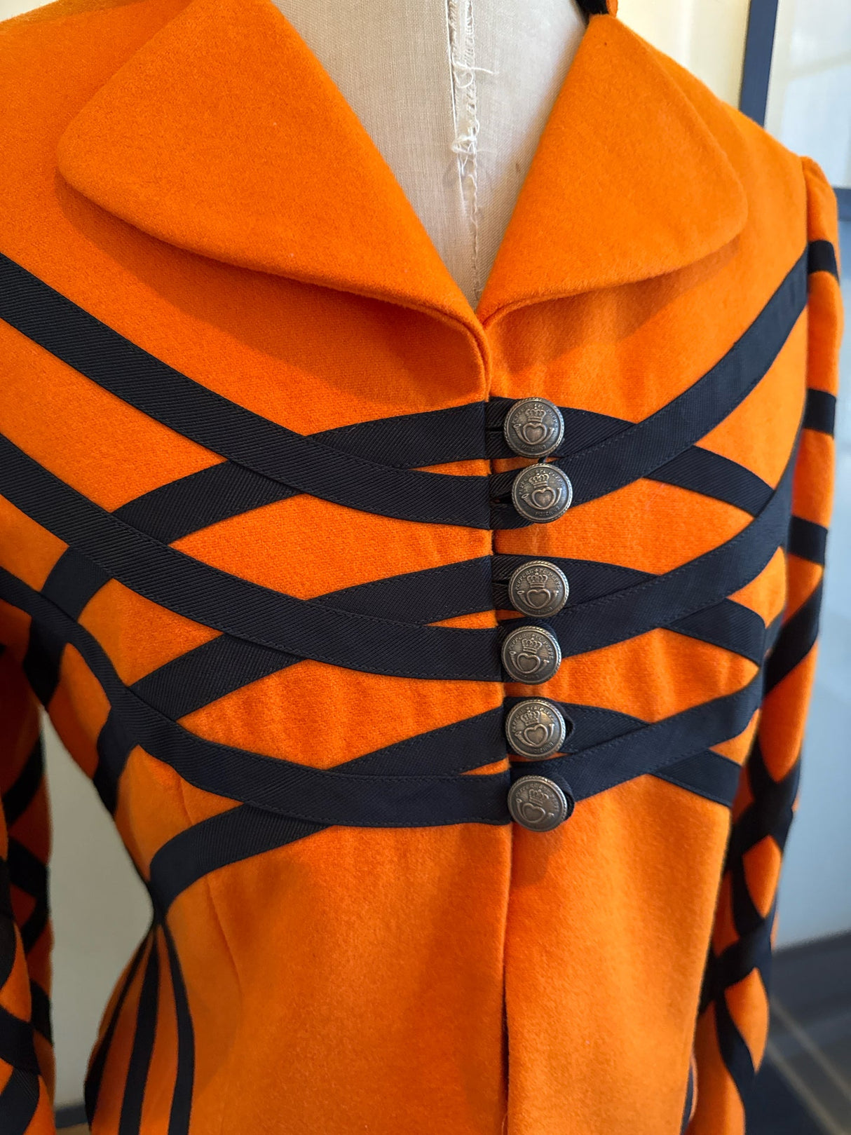 Moschino Cheap & Chic Size 8 Orange & Black Wool Jacket