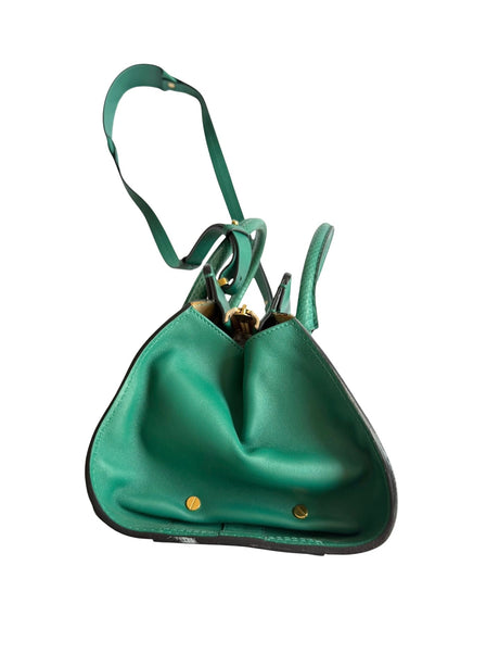 Chloé green Everston leather snakeskin trimmed bag