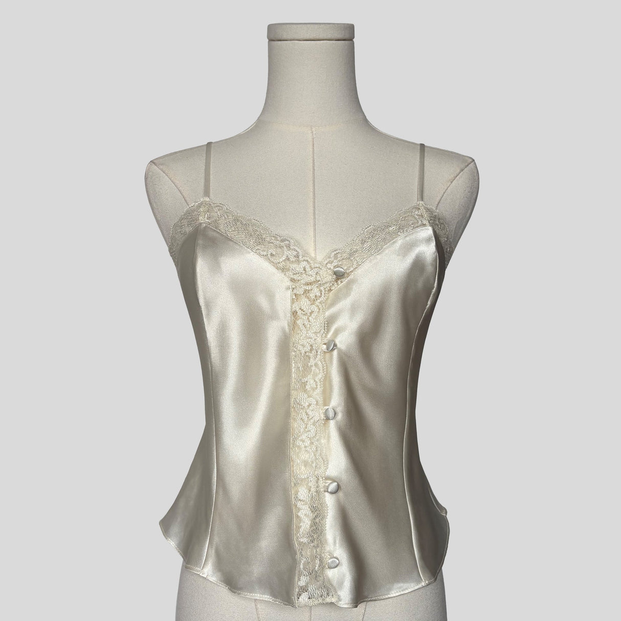 Button up lace trim cami