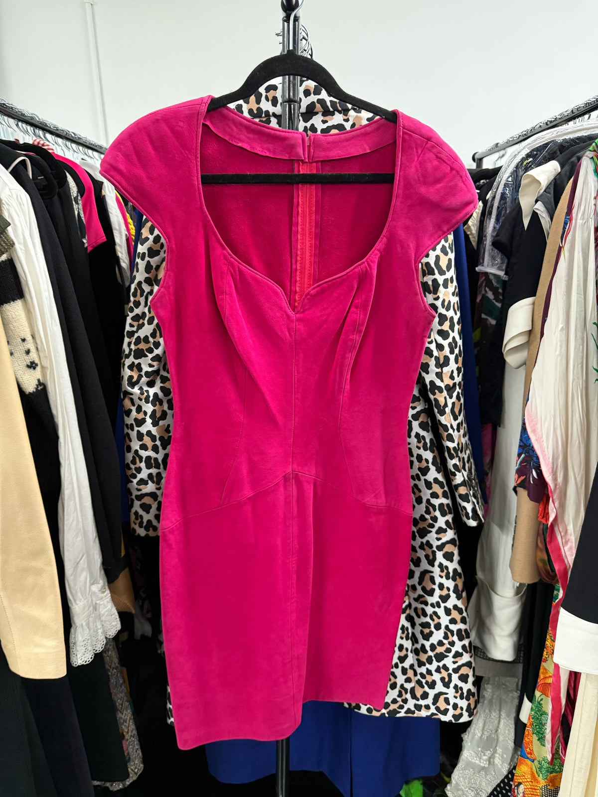 Vintage Pink Suede Dress 1980s