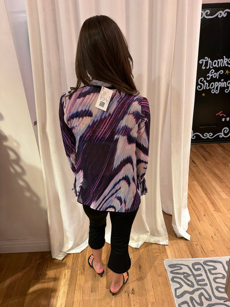 Cavalli purple tie die blouse TUV #12562