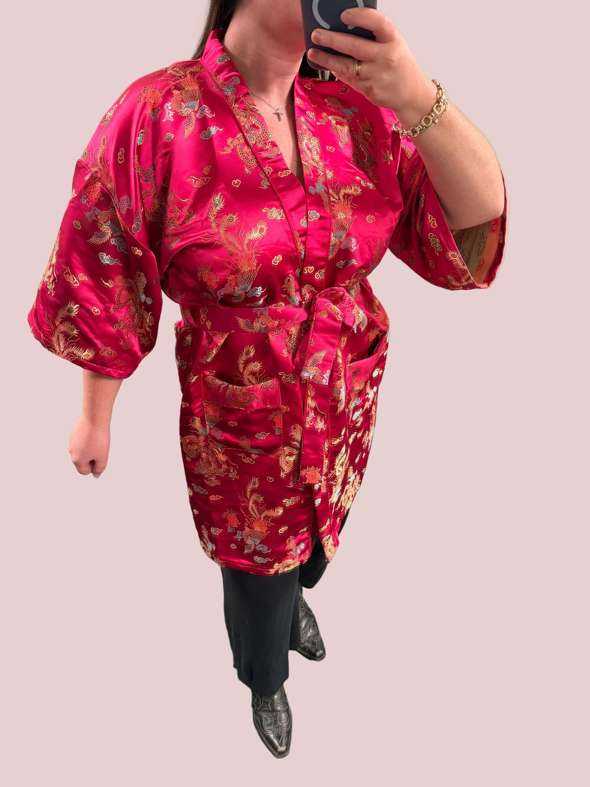 100% silk pink Asian robe/dress - tuv #103
