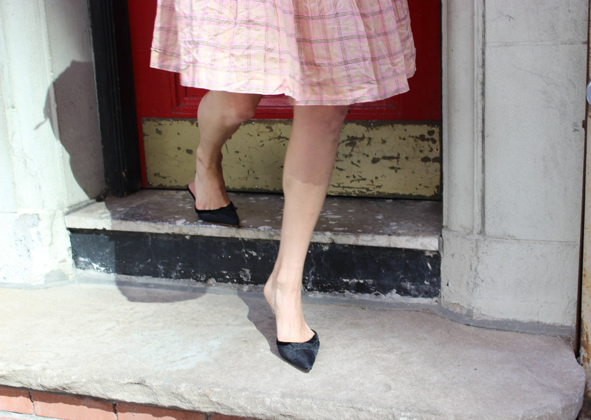 Prada Ruffle Kitten Heel Mules