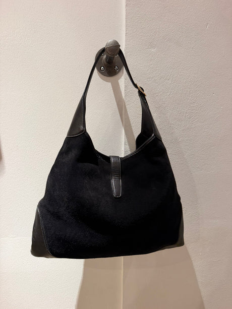 Gucci Black Suede Stuffed Bouvier Jackie O Bag - TUV #321753