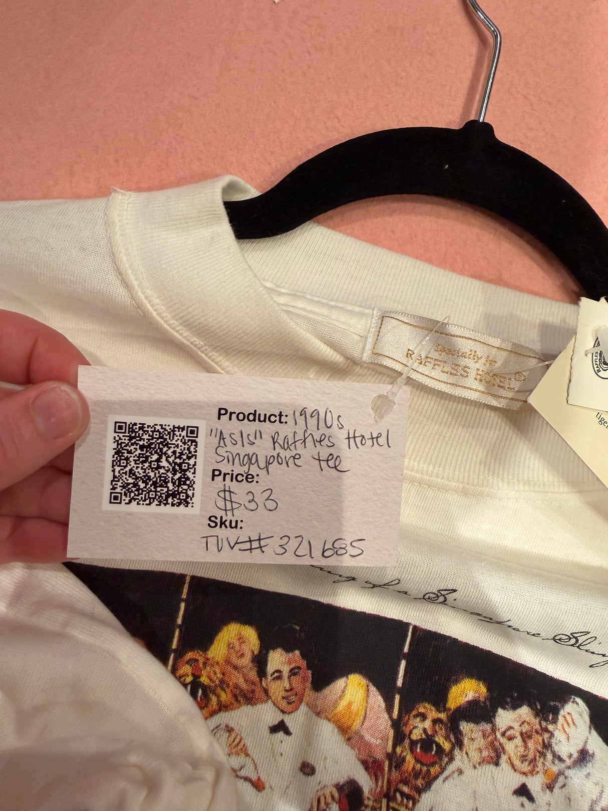 1990s “as is” Raffles Hotel Singapore Tee can fit xs - xl - TUV #321685