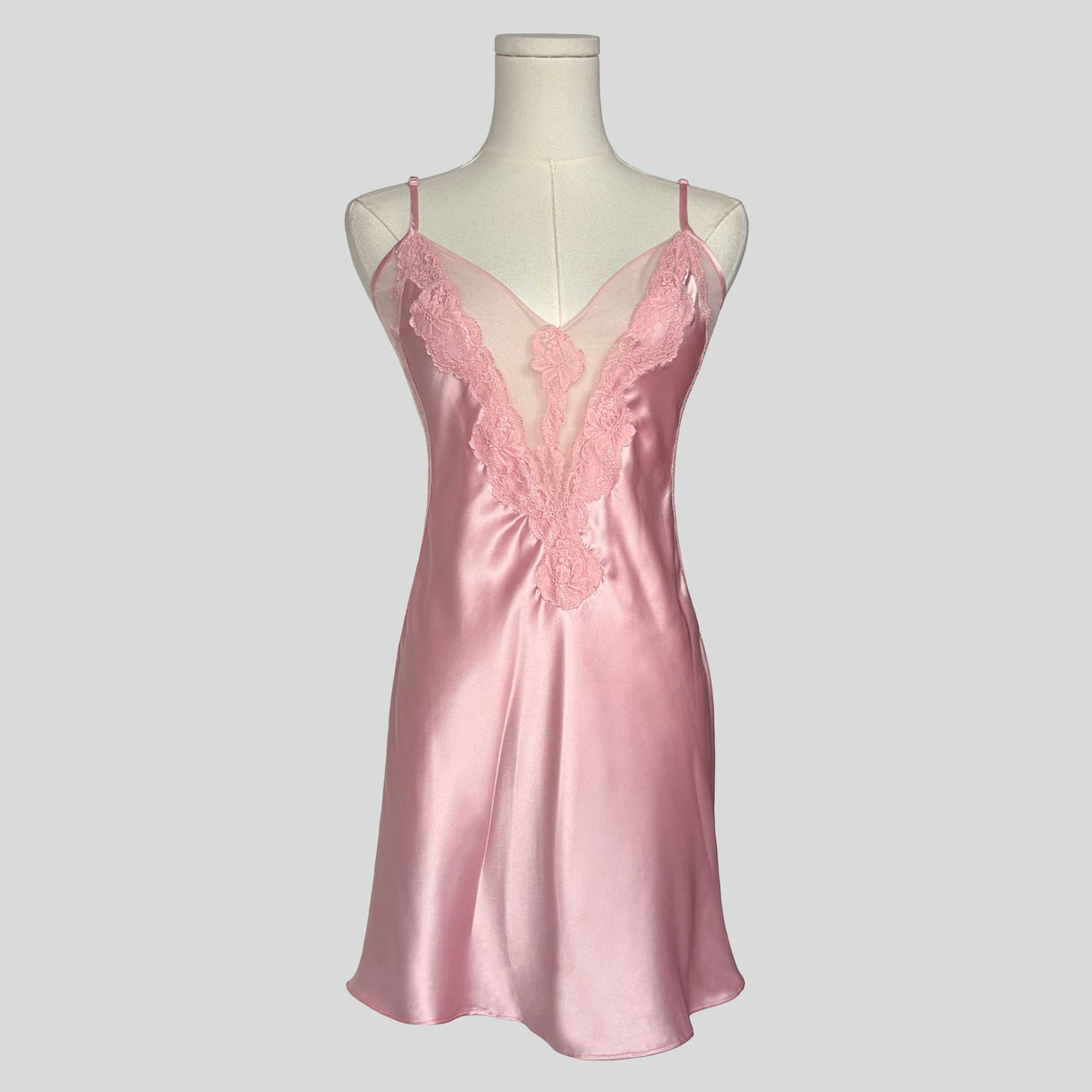 Plunging mesh neckline slip