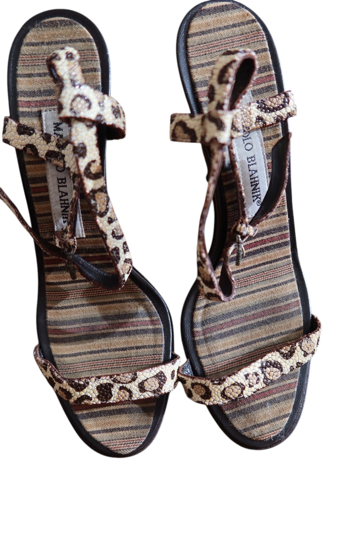 Manolo Blahnik leopard strap heels (35.5)