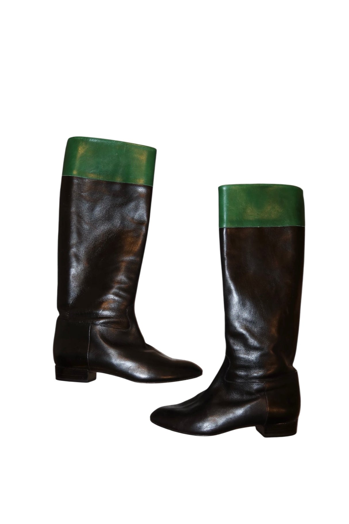Escada black and green leather boots (36.5)