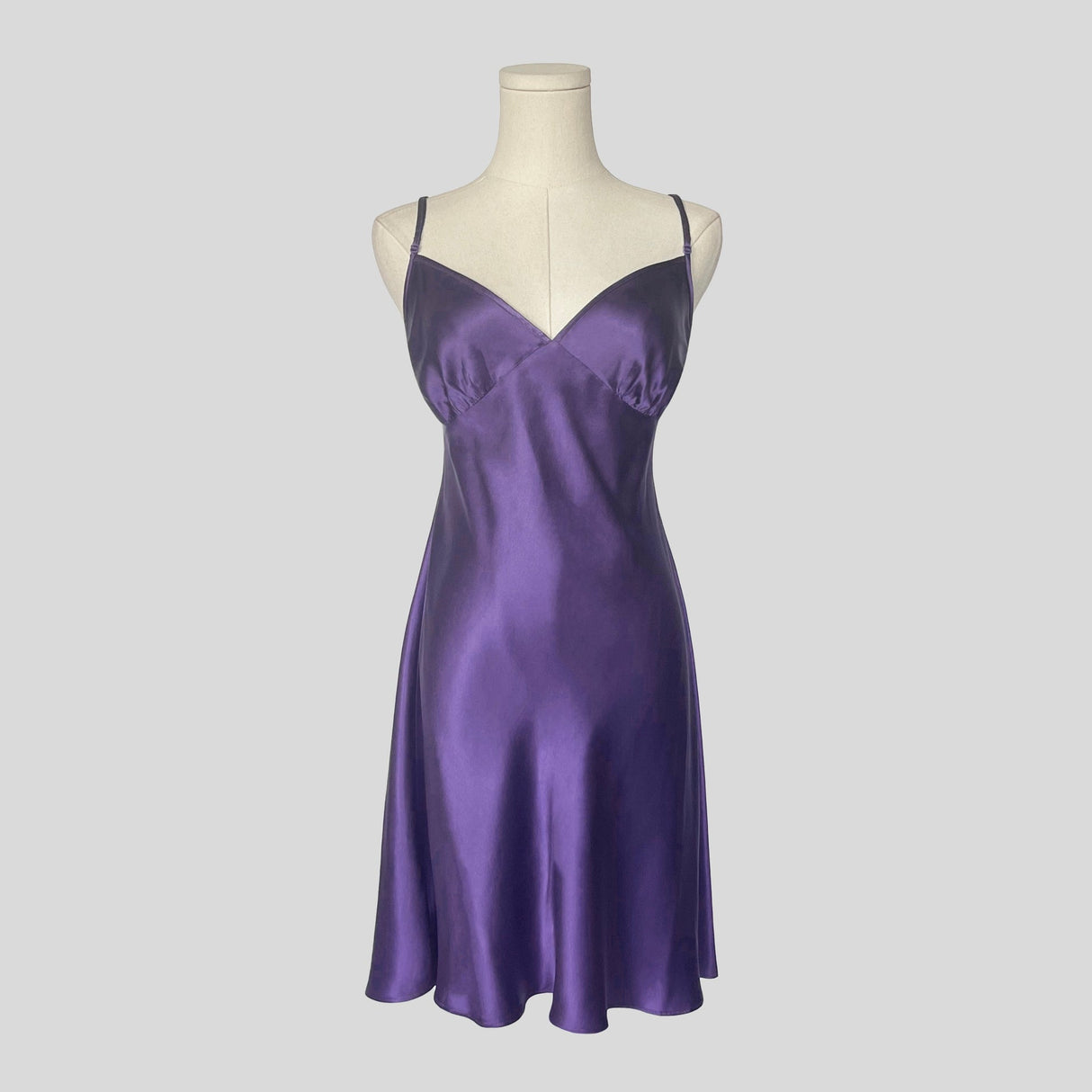 Backless silk slip in purple