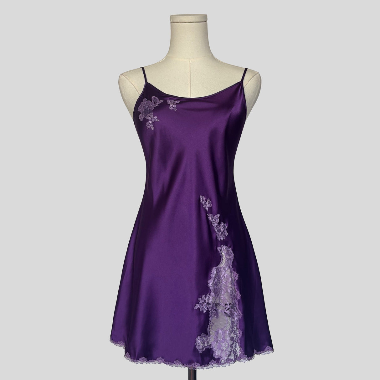 Fairy lace trim slip dress in dark purple