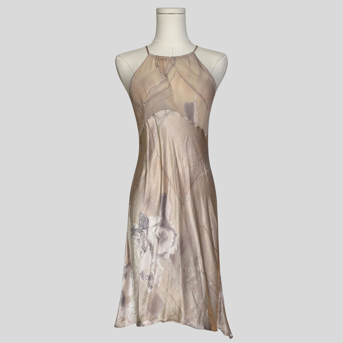 Sheer bust silk slip dress
