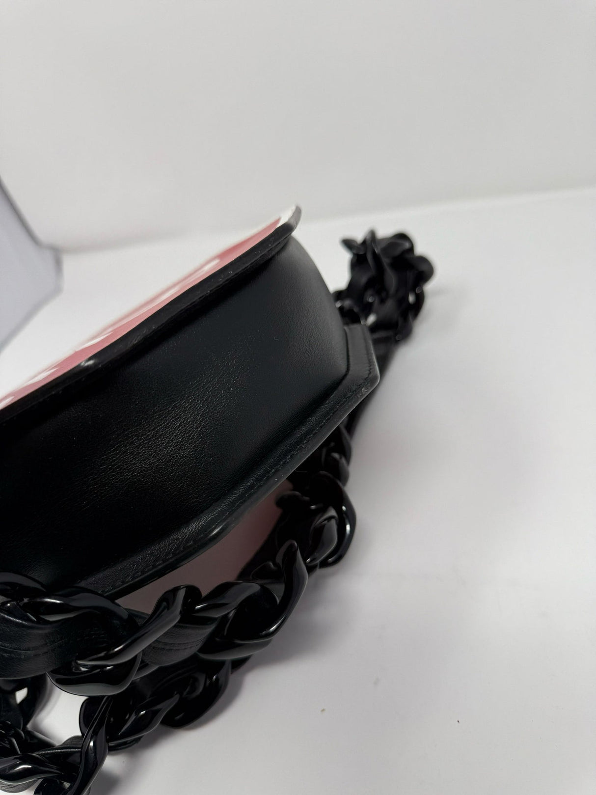 Moschino Leather Black Red SHOP Crossbody Bag Purse